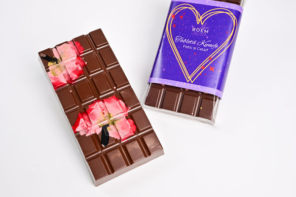 Tabletă ciocolata lapte Dubai pictata, fistic-cataif, 200g