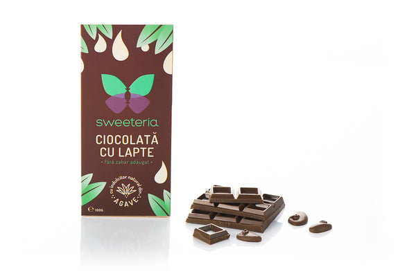 Ciocolata lapte 40%, indulcitor nectar agave