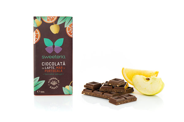 Ciocolata cu lapte, mar si portocala, fara zahar